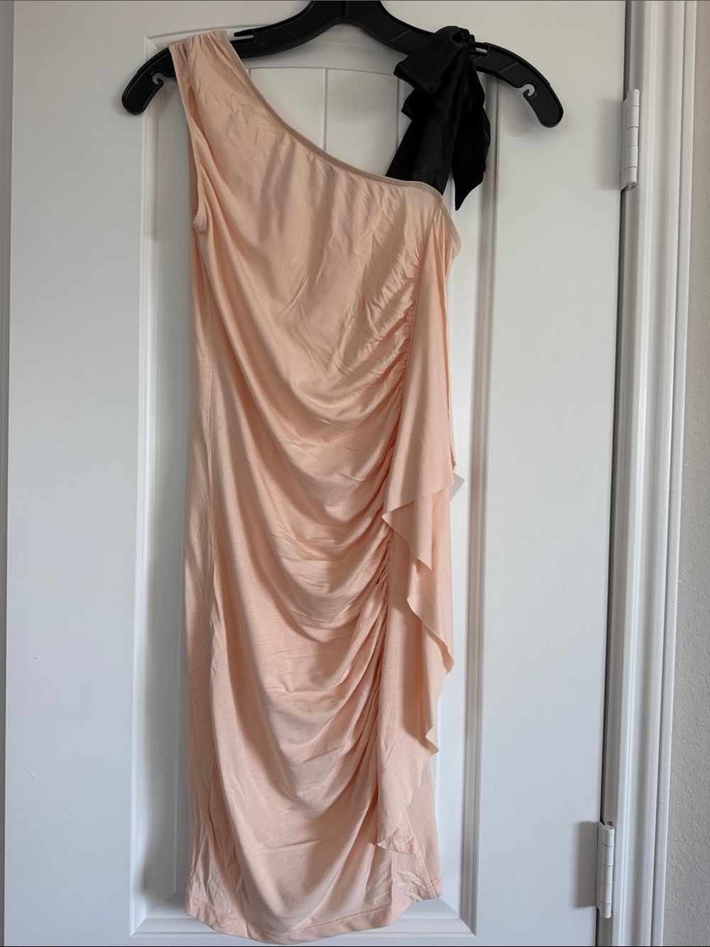 ASOS One-Shoulder Peach Dress with Black Tie